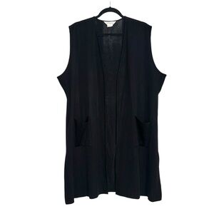 Misook Open Front Black Knit Sleeveless Cardigan 2X